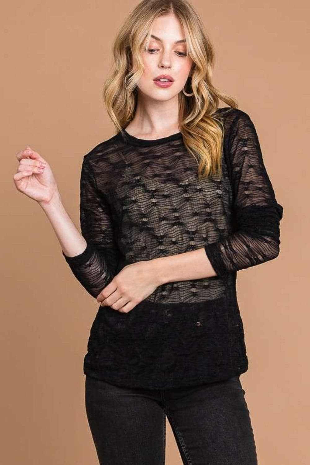 Culture Code plus size mesh top - Love Salve